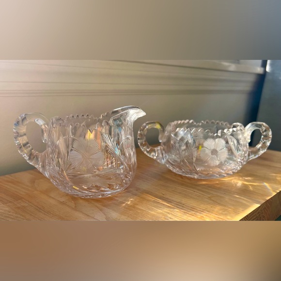 Vintage brilliant crystal cream and sugar set - Picture 1 of 9
